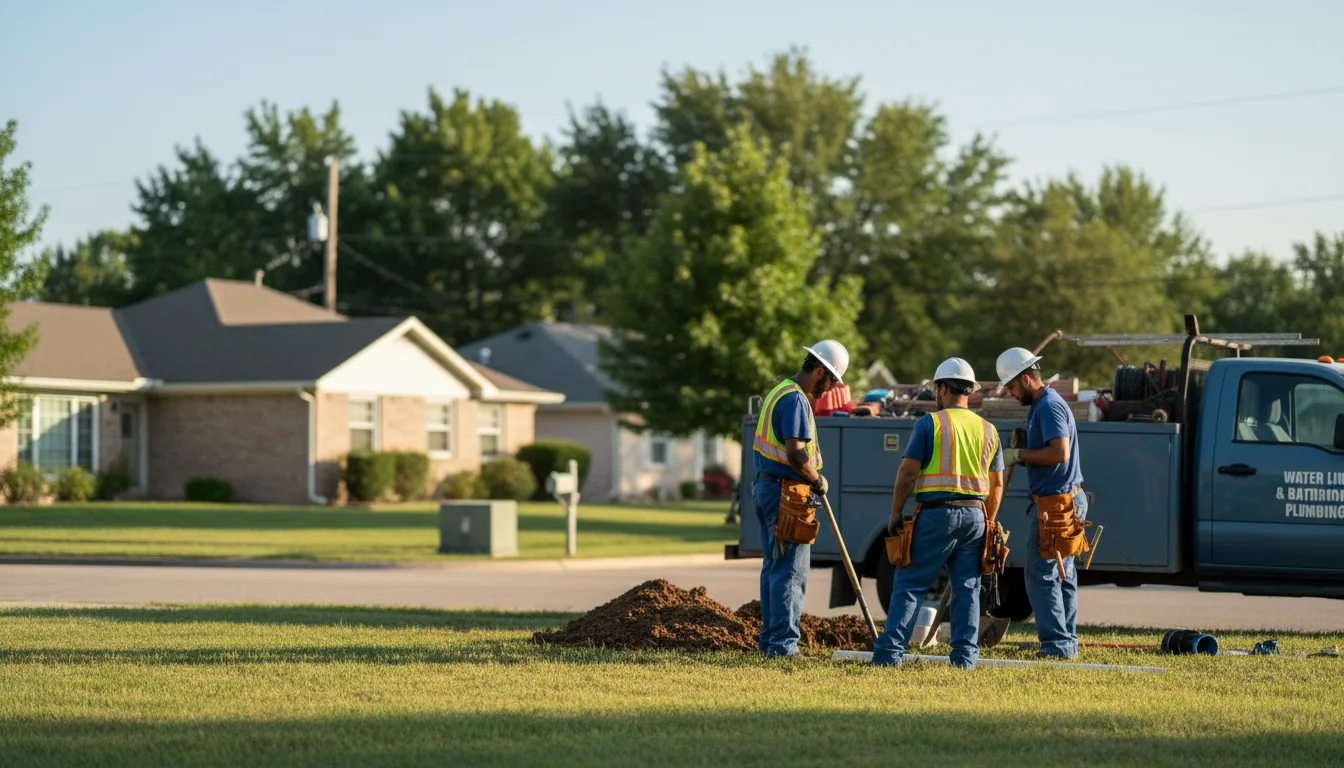 Residential water line and bathroom plumbing service in Addington, OK